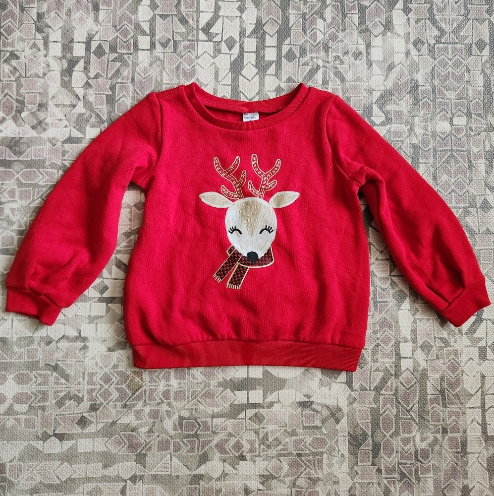 Carter's 2-piece 3T Girl's Red Sweater Deer Print and Houndstooth Leggings